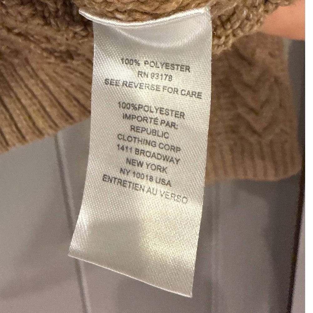 Tahari Womens Camel Tan Cable Knit Sweater Crew Neck Long Sleeve Size Large - Picture 3 of 6